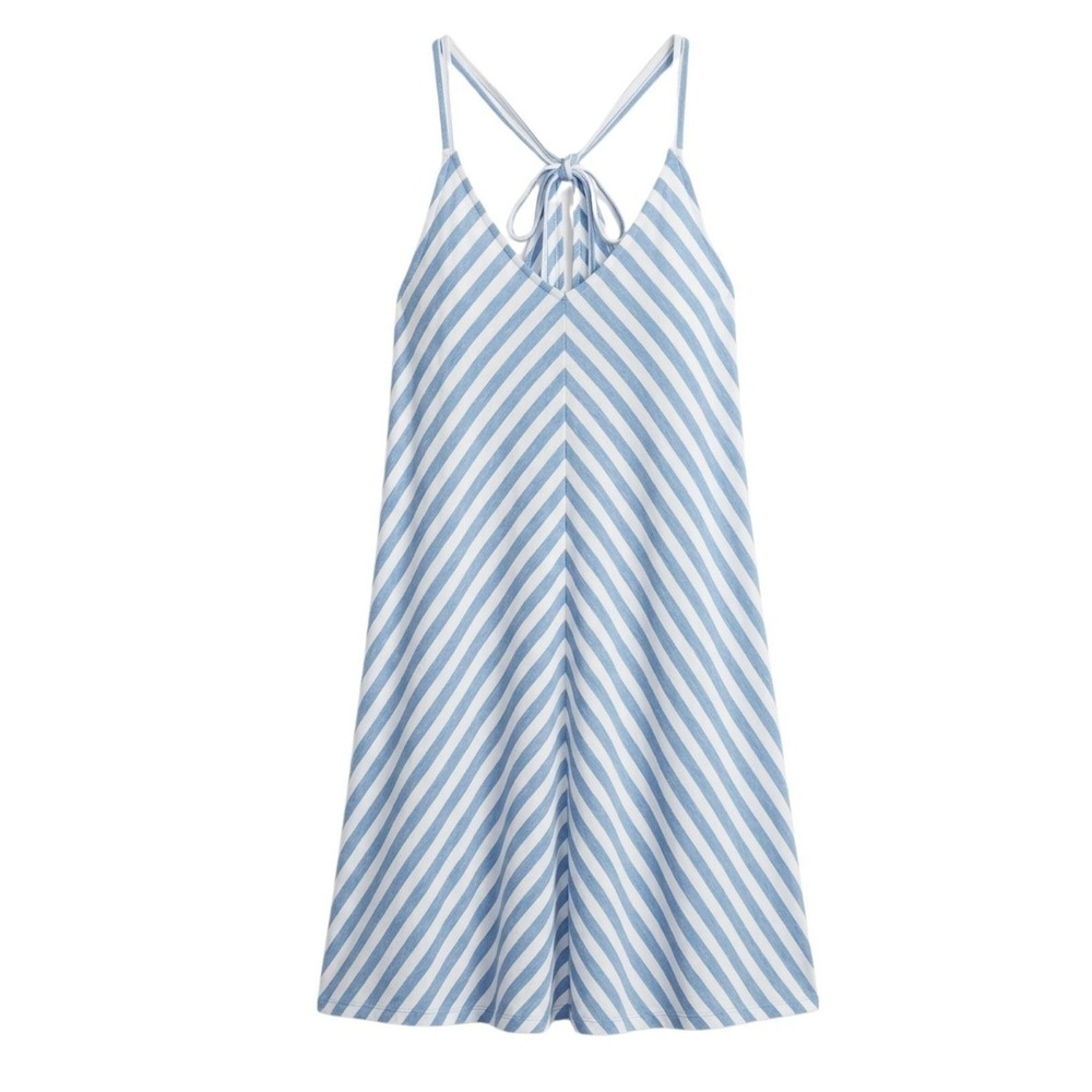 Billabong Blue White Striped Mini Dress Adjustable Tie Back Womens Medium